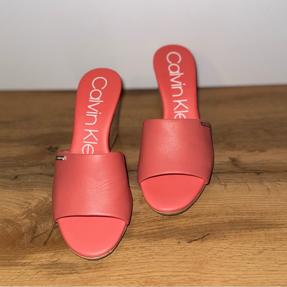 Calvin Klein Women's Peach Mules, Size 7, Good Condition